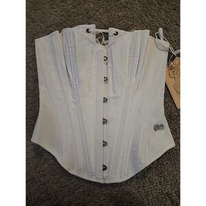 Corset Women's XS Whitea, Steel Boned Front, Lace Up, By Lace Made NWT
